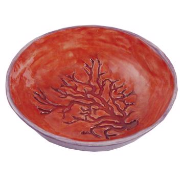 Coral dish in earthenware, red  [3]