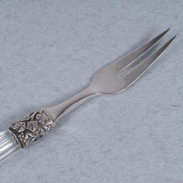 Fidélio two tooth fork in silver plated and cristal, transparent [2]