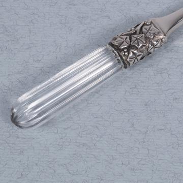 Fidélio two tooth fork in silver plated and cristal, transparent [4]