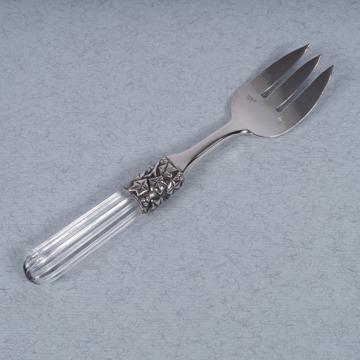 Fourchette à huître Fidélio en cristal et métal argenté