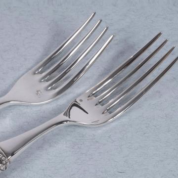 Fidélio fork in silver plated and cristal, transparent, dessert [4]