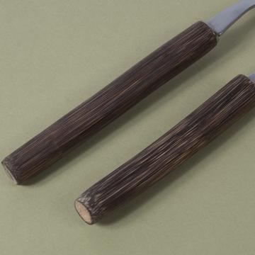 Reed forks in stainless steel, brown, dessert [2]