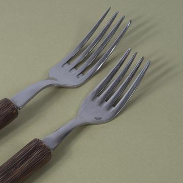 Reed forks in stainless steel, brown, dessert [4]