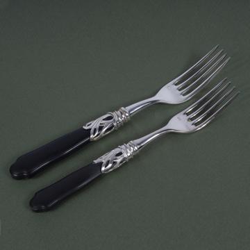 Saba fork in Resin and silver, mat black, table [1]