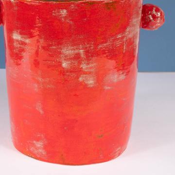 Ball champagne bucket in stamped earthenware, red  [3]