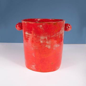 Ball champagne bucket in stamped earthenware, red  [1]