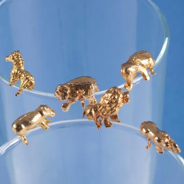 6 Marques verre en métal argenté ou doré, or, série safari [2]