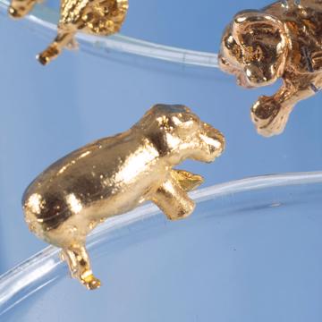 6 Marques verre en métal argenté ou doré, or, série safari [3]
