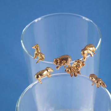 6 Marques verre en métal argenté ou doré, or, série safari [1]