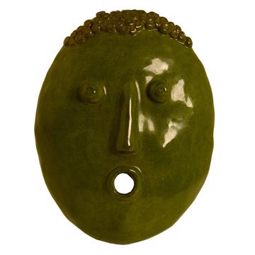 Coloured Fountain Mask in earthenware, peridot green
