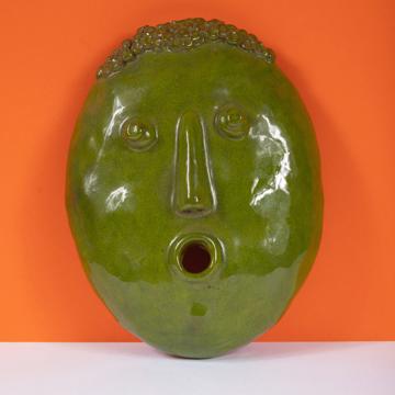 Coloured Fountain Mask in earthenware, peridot green [1]