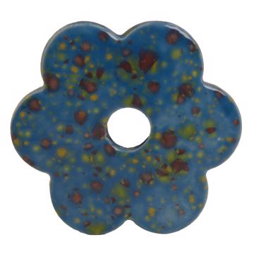 Mini Flower pic in earthenware , sky blue