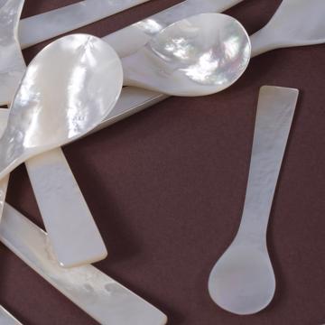 Mother of pearl spoon, white, teaspoon [4]