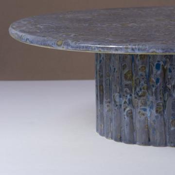 Large Cake plate in earthenware, violet blue  [3]