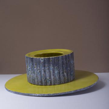 Large Cake plate in earthenware, violet blue  [6]