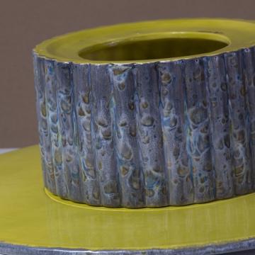 Large Cake plate in earthenware, violet blue  [7]