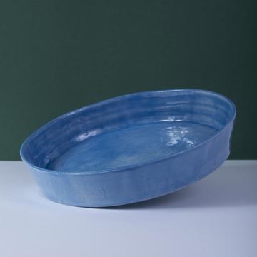 Crato dishes in turned Earthenware, french blue, 32 cm diam. [1]