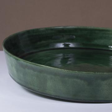 Crato dishes in turned Earthenware, dark green, 32 cm diam. [2]