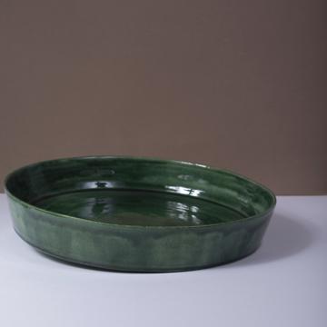 Crato dishes in turned Earthenware, dark green, 23 cm diam. [1]