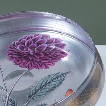 Flower dish in decoupage under glass, antic pink [2]