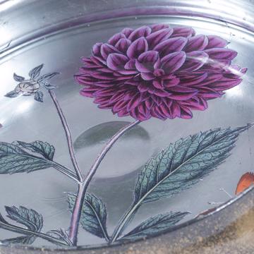 Flower dish in decoupage under glass, antic pink [3]