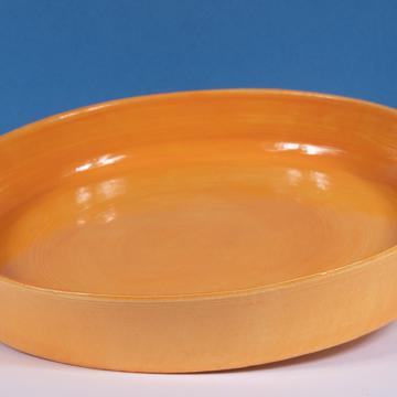 Crato dishes in turned Earthenware, yellow orange, 23 cm diam. [3]