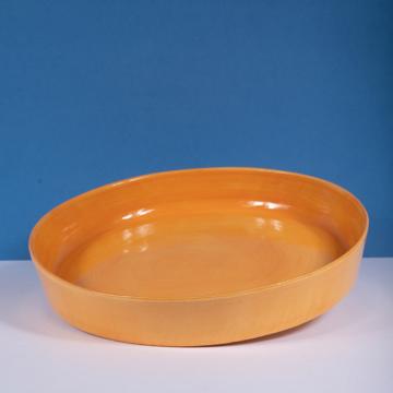 Crato dishes in turned Earthenware, yellow orange, 23 cm diam. [1]