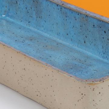 Mama oven dish in shaped stoneware, sky blue, elongated rectangle [3]