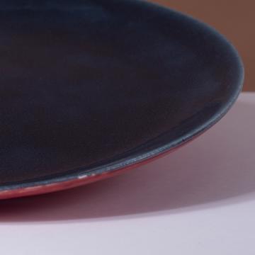 Large Round dish in Earthenware, dark blue [2]