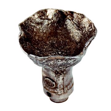 Mushroom Handle in casted metal, silver