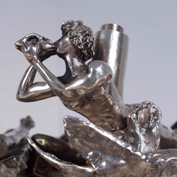 Mermaid and Triton Handle in casted metal, silver, triton [6]