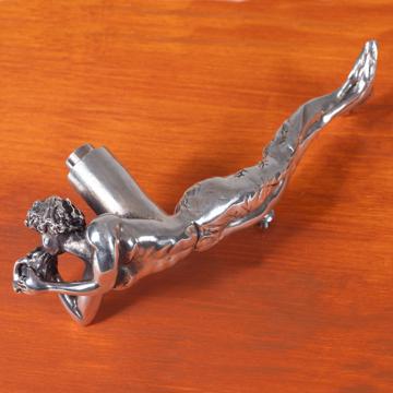 Mermaid and Triton Handle in casted metal, silver, triton [1]