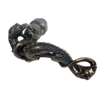 Dragon Handle in casted metal, bronze, right 