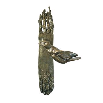 Poignée de porte Oiseau en métal patiné, bronze, droite et plaque de propreté [1]