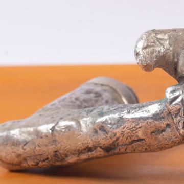 Bird on Branch Handle in casted metal, silver, right  [2]