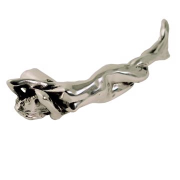 Mermaid and Triton Handle in casted metal, silver, marmaid