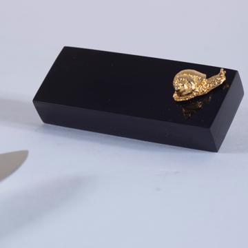 Porte Couteau en corne et Crampons en métal argenté ou doré, or, escargot [3]