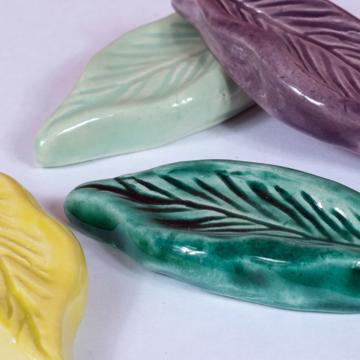 4 Porte Couteau Feuille en Céramique, multicolore [2]
