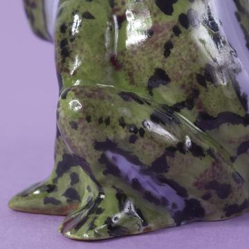 Frog pique holder in porcelain, grass green, standard pick [2]