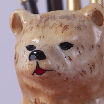 Bear Pique Holder in porcelain, beige, ebony and gold [4]