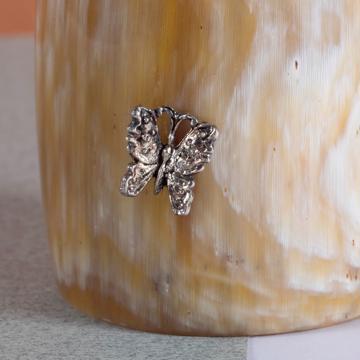 Horn and Charm Napkin Rings, silver, butterfly [2]