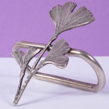 Leaves napkin rings in plated copper, silver, ginkgo [2]