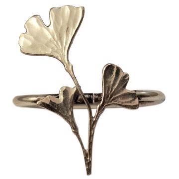 Leaves napkin rings in plated copper, silver, ginkgo [3]