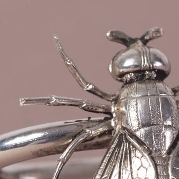 Insect napkin rings in plated copper, silver, fly [2]