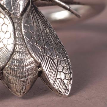 Insect napkin rings in plated copper, silver, fly [4]