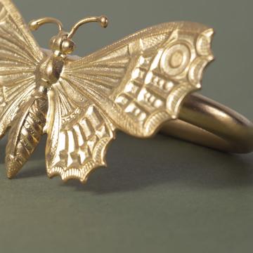 Insect napkin rings in plated copper, mat gold, butterfly [2]