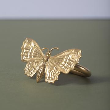 Insect napkin rings in plated copper, mat gold, butterfly [1]