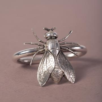 Insect napkin rings in plated copper, silver, fly [1]