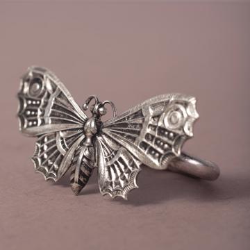 Insect napkin rings in plated copper, silver, butterfly [1]