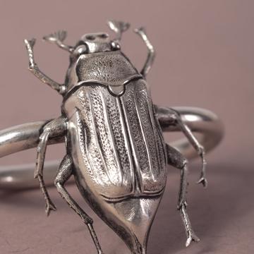 Ronds de Serviette Insectes en cuivre estampé, argent, scarabée rond [2]
